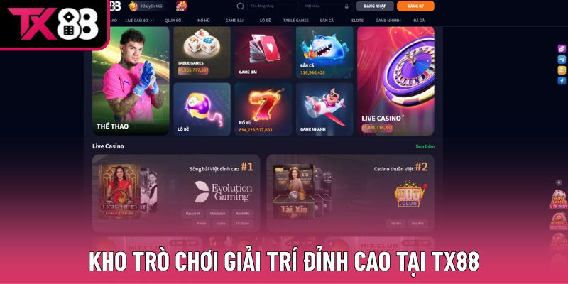 Bật mí sức hút của kho game tại TX88