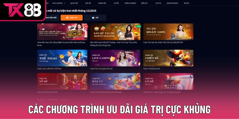Tổng hợp các ưu đãi hot tại TX88